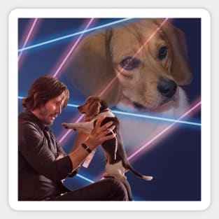 John Wick And Daisy Lasers 80s Yearbook Montage Sticker